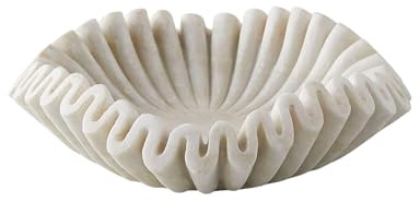 PUSHPA EXPORTS Cuenco de mármol, frutero, cuenco de piedra, bandejas decorativas, frutero, cuenco con volantes, cuenco floral (6 pulgadas)
