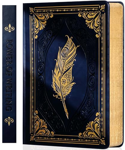 CAGIE Vintage Journal Notizbuch für Frauen Männer 320 Seiten Hardcover Leder Journaling Notizbücher zum Schreiben Tagebuch A5 Dicke Traum liniert Journals mit Geschenkbox, 14,5 x 21,1 cm, Blau