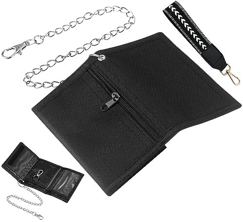 Portefeuille Garcon Portefeuille Ado Portefeuille Adolescent Garcon avec Chaîne Portefeuille Enfant Garcon Très Mince Pliable Trois Couches Portefeuille Homme Extérieur Porte Monnaie Homme(Noir)