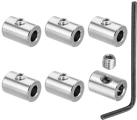 PATIKIL Morsetto per Cavo 7mm Foro Filo Corda Mollette Set, 6pz 304 Inossidabile Acciaio Singolo Fori Blocco Cavo Morsetti Clip con M6 Viti Esagonali Chiave per Cavo Raccordi, Argento