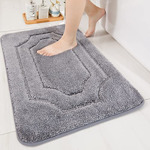 BEQHAUSE Badezimmermatte, rutschfeste Badematte, Badvorleger rutschfest Waschbar, Duschvorleger rutschfest, Geeignet für Badezimmer und Toiletten, Grau, 50 x 80 cm