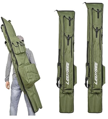 BBTISG Portable Fishing Rod Bag, Large Capacity Fishing Rod Reel Storage Fishing Bag Fishing Pole Tackle Case Storage Bag Travel Shoulder Bag for Fishing Rod, Lure, Bait, Sea Fishing Gear (1.95m)