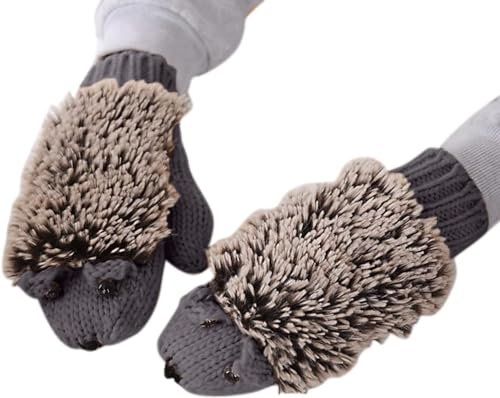 BKEKM Strickhandschuhe, Fleece-Handschuhe, Igel, Winterhandschuhe, Baumwollhandschuhe, warme Fäustlinge, Handschuhe, grob gestricktes Fleece, Dicker Thermohandschuh