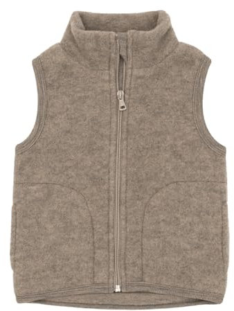 Engel, Gilet in pile per bambini con chiusura lampo, 100% lana (lana merino kbT), noce, 104