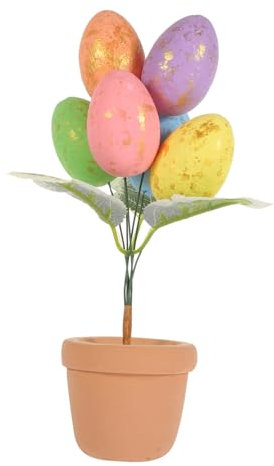 Holibanna Easter Tischdekoration Künstliche Bonsai-Osterei Figur Dekoratives Ei Pottpflanze Ornament Für Festlichkeiten Leicht Pflegeleicht Fröhliche Ostern Partydeko
