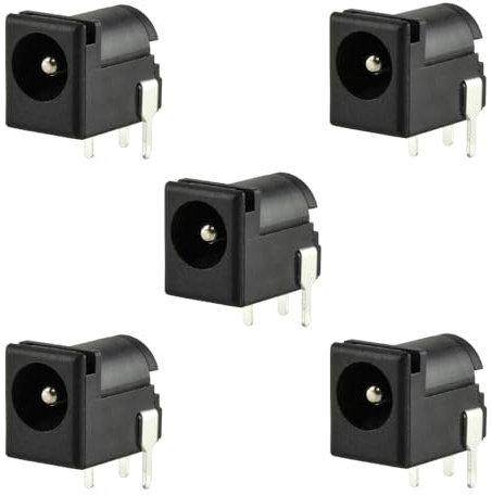 Generic Breadboard-Friendly 2.5x5.5mm 5A PCB Mounting Prototype Female DC Power Connector Barrel Jack (Pack of 10), PJ-102BH, Black