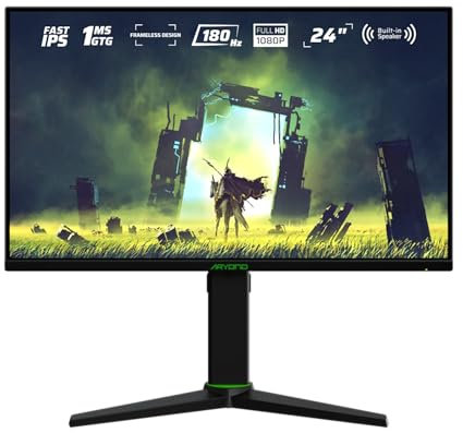 Aryond A24 V2 Gaming Monitor, 24 Zoll 180Hz FHD (1920x1080) Display 1ms Reaktionszeit, HDR 10-Verhältnis FreeSync und G-Sync