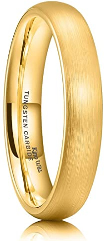 King Will Wolframkarbid Ring für Männer und Frauen, 4mm/6mm/7mm – Schwarz Silber, gebürstet, gewölbt, komfortable Passform, klassischer Ehering und Partnerring
