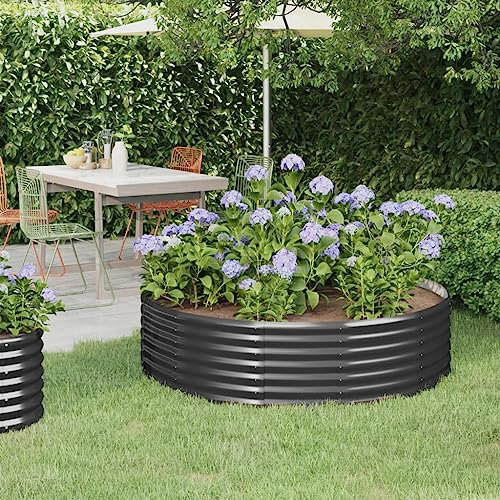 FUDUGEHMIOFWFJJ blumentopf groß 50 cm Durchmesser,kübel für olivenbäume,Hochbeet Pulverbeschichteter Stahl 140x140x36 cm AnthrazitGeeignet für Garten, Terrasse, Schlafzimmer, Wohnzimmer