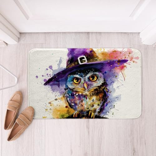 Loussiesd 3D Eule Badematte 40x60cm Cartoon Nette Eule Badezimmerteppich für für Badezimmer Zimmer Dekor Wilde Tier Vogeleule Badteppiche Tie-Dye Eule Badvorleger