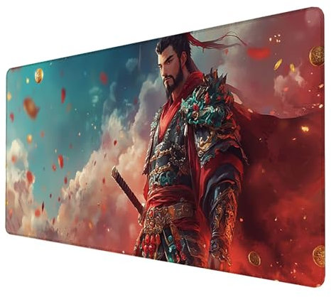 Mouse mat/Large Mouse Pad 1500x800x3mm Mouse pad Gaming mouse pad, XL mousepad, Desk mat large (Warrior) Mouse Mat Gaming, improved precision and speed, Non slip Rubber base desk mat (Red) X-V5 Katana