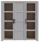 Stauraumvitrine >Bohol< in Riviera Eiche Dekor/Eiche Grau (B/H/T 151,1 x 160,6 x 42 cm) bietet 3 Türen Davon 2 mit Glas, 9 Einlegeböden und Soft-Close-Funktion für stilvolle Aufbewahrung.