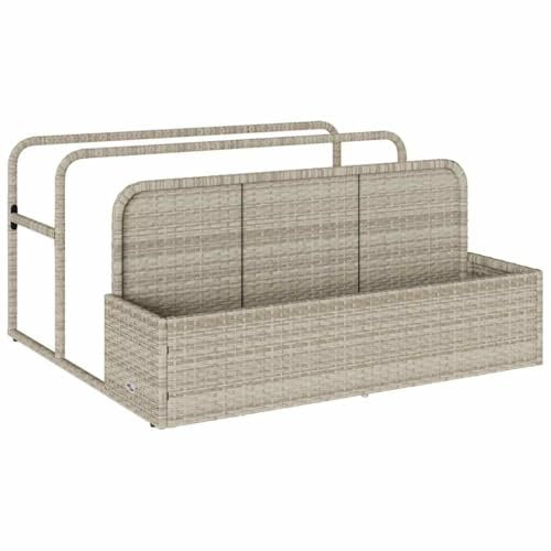 vidaXL Pool Aufbewahrungsbehälter Hellgrau 110x100x57 cm Poly Rattan, Pool-Aufbewahrungskorb, Pool-Spielzeugkorb, Aufbewahrungsbox für Pool