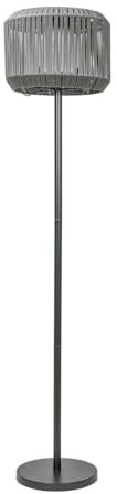 ValueLights | Grey Rattan Solar Powered Outdoor Garden Floor Lamp with Drum Shade