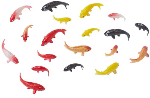 CREATCABIN 20 Stück Miniatur Koi Fischfiguren Goldfischfiguren Rot/Gelb Bunt Klein Mini Kunststoff Imitat Tiere Glücksbringer Dekor Für DIY Aquarium Garten Schaustück Geschenk Dekoration Zubehör
