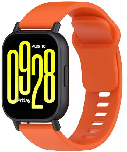 Wownadu Band Compatible for Xiaomi Redmi Watch 5 Active/Redmi Watch 5 Lite Strap, 22mm Silicone Wristband for Women Men Boy Girl Replacement Adjustable Orange, (Strap Only)
