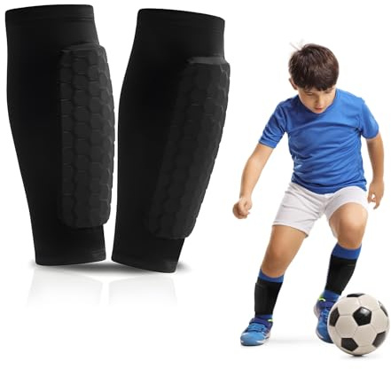 Sharelove Soccer Schienbeinschoner, Praktischer Ski-Protektor Schienbeinschoner mit atmungsaktiven elastischen Wabenpolstern, verdickte und vergrößerte Schienbeinschützer Schienbeinschoner für Männer