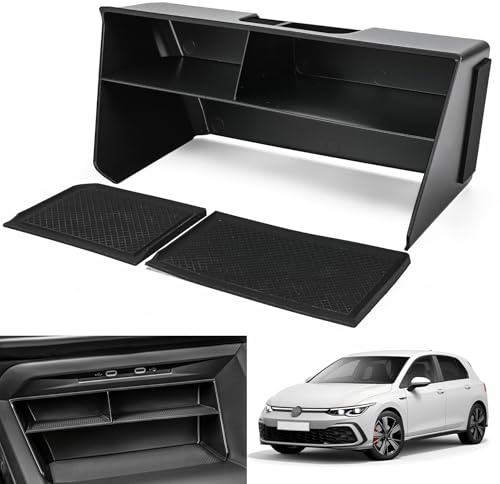 Fit4drive Ablagefach Mittelkonsole Ablagefach Zentralkonsole-Ablagekasten mit Anti-Rutschpad für VW Golf 8 MK8 GTI GTD GTE (2020-2021) Auto Zubehör Organizer