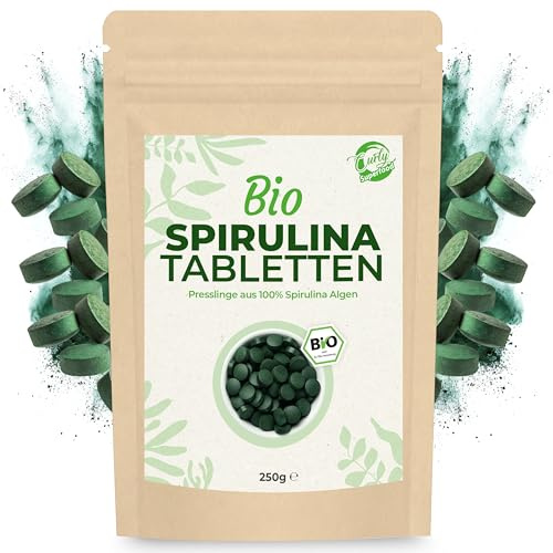 500 Bio Spirulina Tabletten (je 500mg) Presslinge aus 100% reinen Spirulina Algen aus kontrolliert biologischem Anbau - Garantiert frei von Zusatzstoffen, Vegan & Plastikfrei