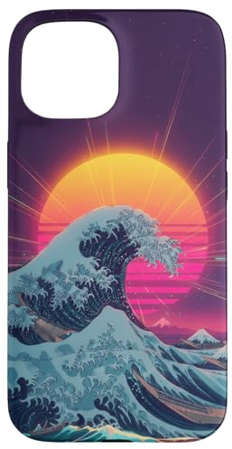 Retro Wave Sunset Case für japanische Ocean Vaporwave Art Hülle für iPhone 15