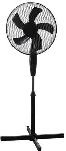 Grennswick 16 Pedestal Fan with Powerful 45W Motor, 5 Blades Fan, 3 Speed Settings, Wide Oscillation, Adjustable Height & Tilt Head - for Home, Bedroom, Office, Floor Standing Cooling Fan (Black)