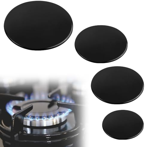 Vurixfo 4 Pcs Gas Burner Cap Set for SABAF, Black | 5mm 75mm 100mm Burners, Flame Cap Lid Metal Lids, Stove Burner Crown Flame Caps, Gas Hob Cover, Kitchen Accessories