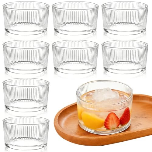 200 ml Transparente Dessertgläser Set, Kleine Dessertschalen aus Glas | 8 Stück-Eisbecher für Dessert, für Tiramisu, Panna Cotta, Eis, Pudding, Joghurt-Müsli, Marmelade & Süßspeisen