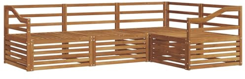 vidaXL Outdoor-Sofagarnitur 4 pcs Natur Massivholz Akazie, Moderne Garten-Sofa-Ecke, haltbare Lounge-Möbel für draußen, gemütliche Terrasse-Sitzgelegenheiten