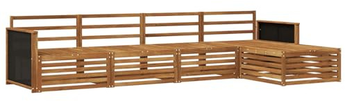 vidaXL Outdoor-Sofagarnitur 5 pcs Natur Massivholz Akazie, Garten, modernes Outdoor-Sofa, Sitzgruppe für die Terrasse, gemütliche Loungemöbel