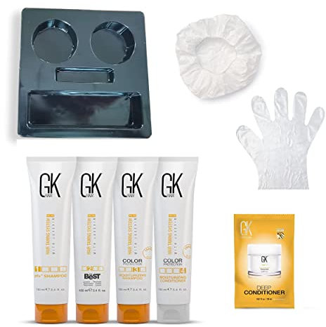 GK HAIR Global Keratin The Best Consumer Box Kit (100ml/3.4 Fl Oz) Keratin-Haarglättungsbehandlung - Professionelle komplexe brasilianische Glättung für glattes, kräuselfreies Haar