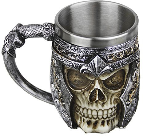 Mug Creative Coupe du Crâne 3D Tasse de Café en Résine Boire Tasse de Thé Chope Mug pour Maison/Bureau/Partie/Halloween Tasse à Café en Acier Inoxydable Résine de voyage Thé Vin Chopes à Bière