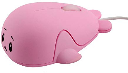 Cute Animal Baby Dolphin Shape USB Wired Mouse 1600 DPI Optical Mice Mini Small Kids Children Mice Gift for Boy Girl Men Women Kids Mom Dad Boyfriend Daughter for PC Laptop Computer (Pink)