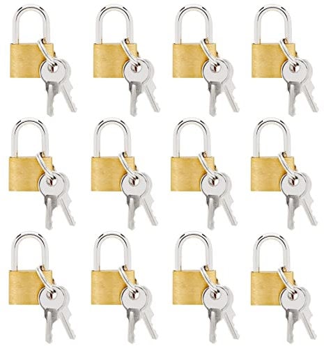 12 Piezas de Candados Maletas de Viaje de 1.2 Pulgadas – Pequeño Candados con Llave para Casillero, Mochila de Viaje, Equipaje y Gimnasio, Casa y Oficina