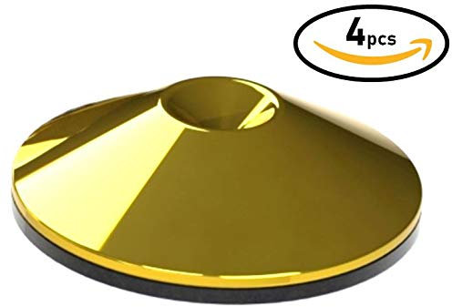 Speaker Subwoofer & HiFi Stand Isolation & Floor Protector Spike Shoes Pads Feet (4, Polished Brass)