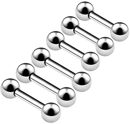 6PCS Surgical Steel Straight Barbell 14g 6mm 8mm 4mm Ball Cartilage Tragus Helix Rook Earrings Daith Piercing Jewelry 4604