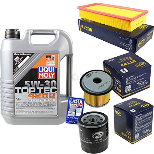 Filter Set Inspektionspaket 5 Liter Liqui Moly Motoröl Top Tec 4200 5W-30 SCT Germany Kraftstofffilter Luftfilter Ölfilter