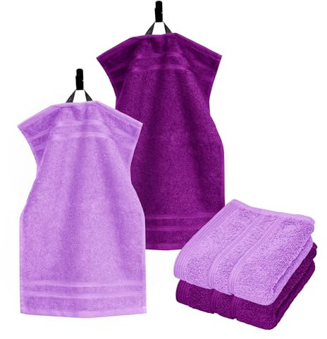 Lashuma Gästetücher Baumwolle, London kleines Handtücher Set 30x50 cm Lila Flieder - Aubergine