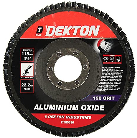 Dekton 115mm Aluminium Oxide Flap Disc 120 Grit-Achieve Smooth Quality Finishes|Diameter 115mm|22.2mm Arbor|Max.13600 Rpm|Made With Aluminium Oxide| Ideal For Aggressive Material Removal Blending