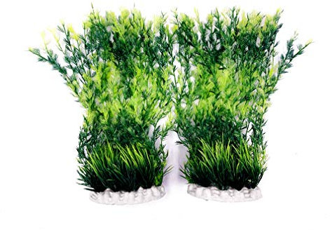 BEGONDIS 2Pcs Aquarium Decorations Fish Tank Artificial Green Water Plants Made of Soft Plastic