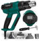 VONROC Pistola ad aria calda 2000W, Sverniciatore Professionale. Include 4 ugelli e un raschietto. Dotata di 60 impostazioni di calore, 5 velocità e funzione di memoria. Schermo LCD