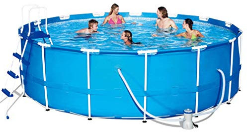 MU Rettangolare Piscina Fuori Terra Set con il Filtro Della Pompa, Telaio in Metallo Piscina Kit Facile da Installare Piscina per Bambini,C