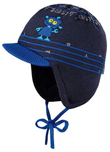 Wintermütze Roboter mit Ohrenausarbeitung, zum binden, mit Schirm & Fleece Futter Maximo 363500 (53 cm)