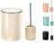 KW Ceramic Toilet Brush and Bathroom Bin Set (Beige)