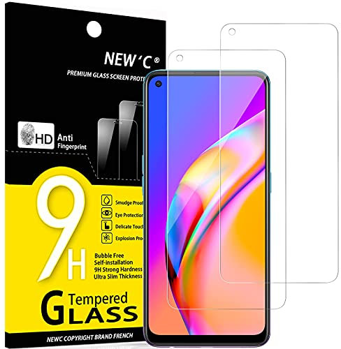 NEW'C 2 Piezas, Protector Pantalla para Oppo A74 4G, Oppo A94 5G, Cristal templado Antiarañazos, Antihuellas, Sin Burbujas, Dureza 9H, 0.33 mm Ultra Transparente, Ultra Resistente