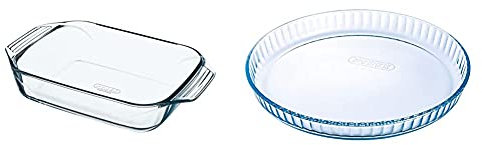 Pyrex - Irresistible - Plat à Four Rectangulaire en Verre, 39 x 25 cm & 1040909 Bake & Enjoy Moule à Tarte en verre Ø 31 cm