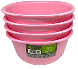 ECO Reusable Unbreakable Colourful Plastic Bowls Set of 4 Shatterproof 100% Food Safe Perfect for Camping, Indoor, Outdoor, and Picnic (Pink, Small 800ml)