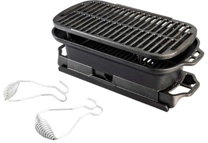 Lodge Pre-Seasoned Cast Iron Grill - 19.5 Inch Sportsman's Pro Grill with Easily Adjustable Airflow