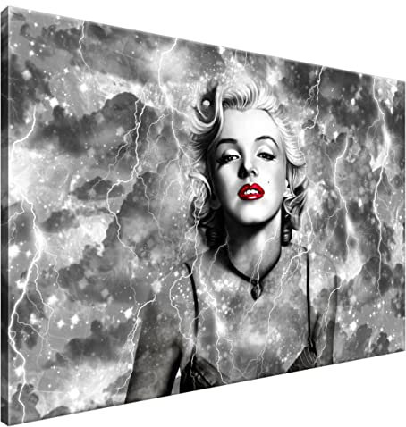 Estika Leinwand bilder - Marilyn Monroe, Schwarz Weiß Sturm - 120x80 cm, 1 teilige kunstdruck - Wandbilder wohnzimmer, schlafzimmer, Moderne wanddeko, Bild auf leinwand - Pop Art bilder - 2477A_1B