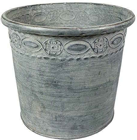 zeitzone Zinkeimer Blumentopf Rund Pflanztopf Blumenkübel Vintage Landhaus Ø 19cm