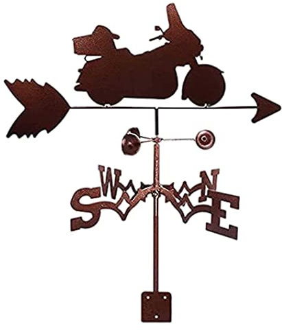 ANCHA Store Girouette de Moto, indicateur de Direction du Vent, girouette de Silhouette de Moto de Jardin rétro, Outils de Mesure pour l'installation de Toit